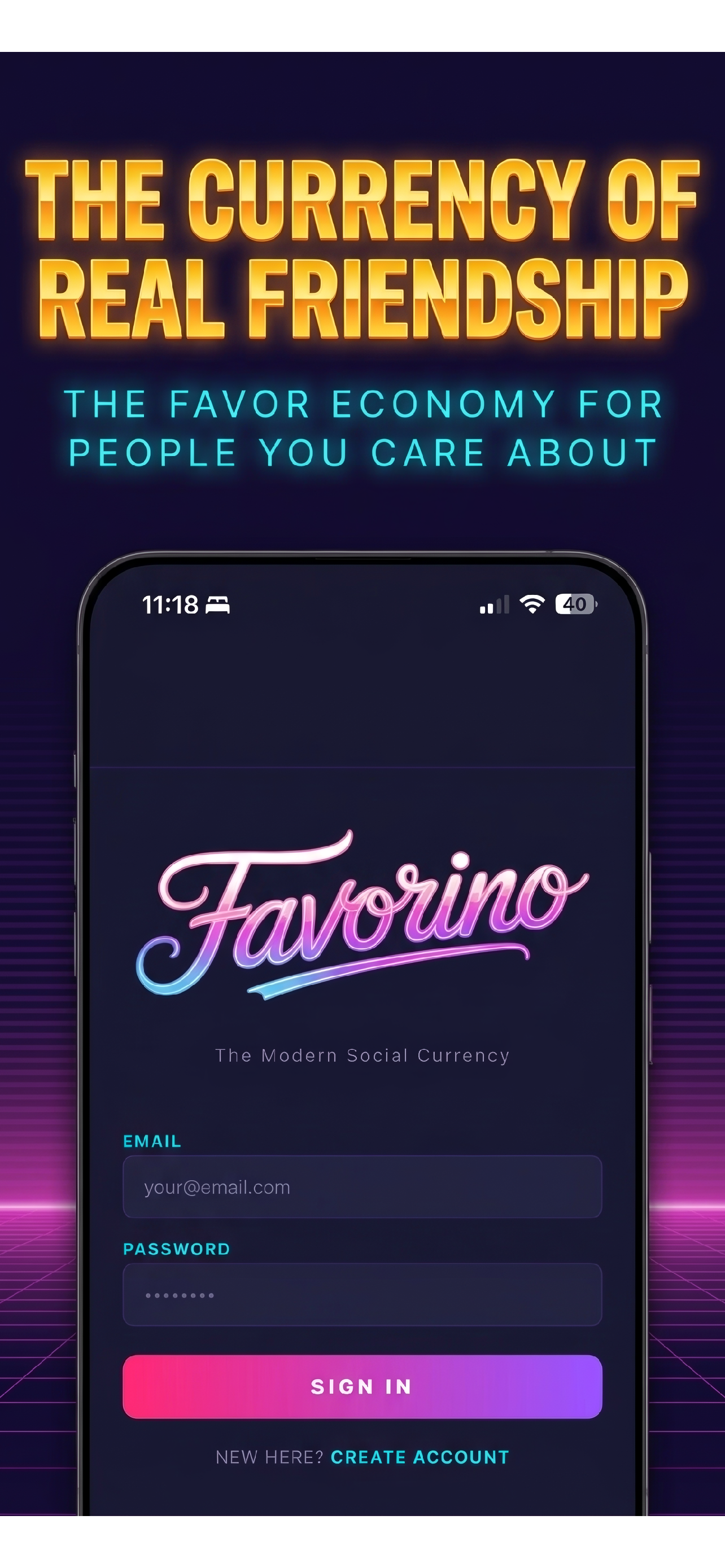 Sign in screen